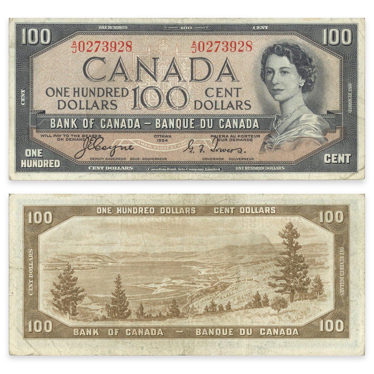 $100 1954 Devil's Face Series BC-53a Coyne-Towers Prefix A/J VF-20