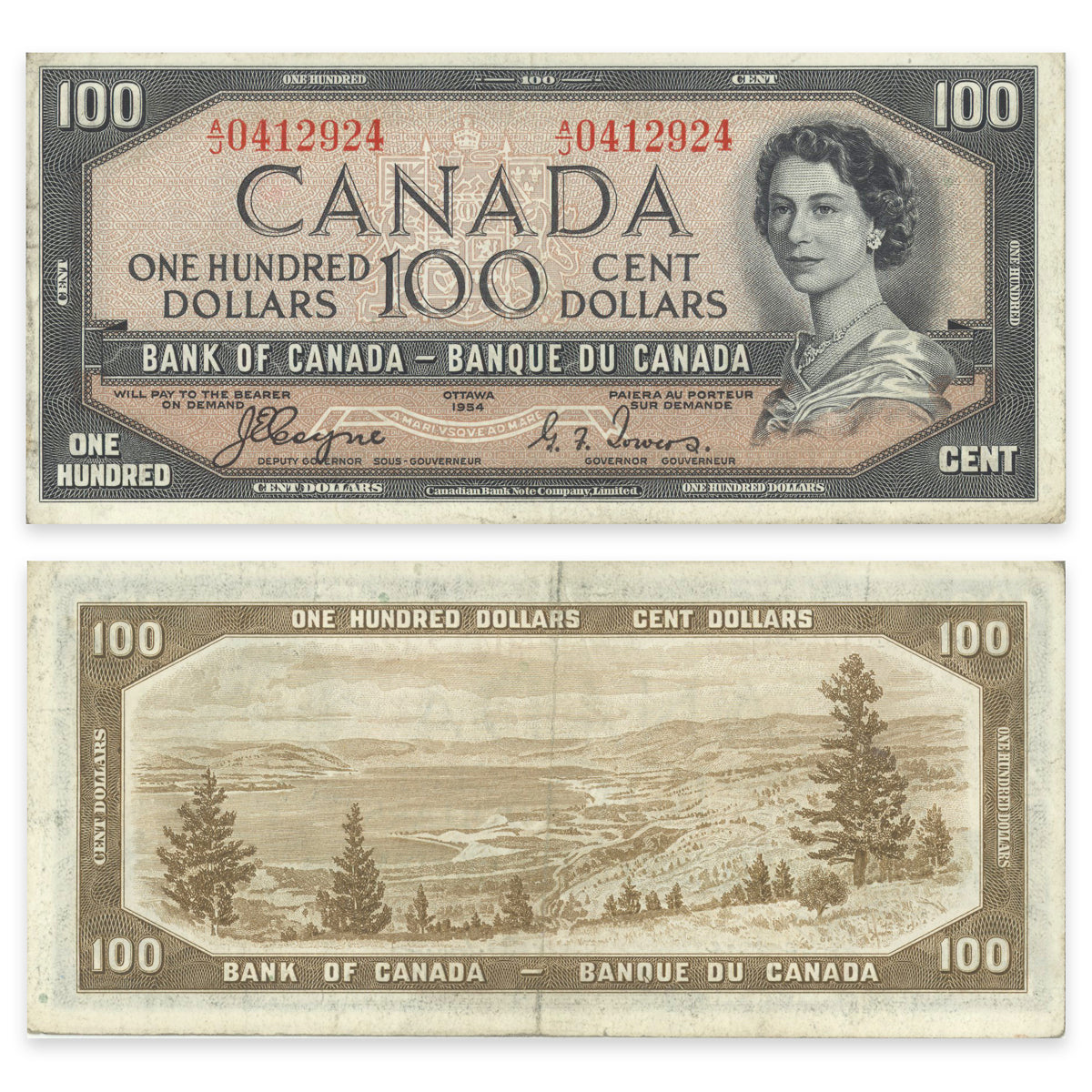 $100 1954 Devil's Face Series BC-53a Coyne-Towers Prefix A/J VF-20