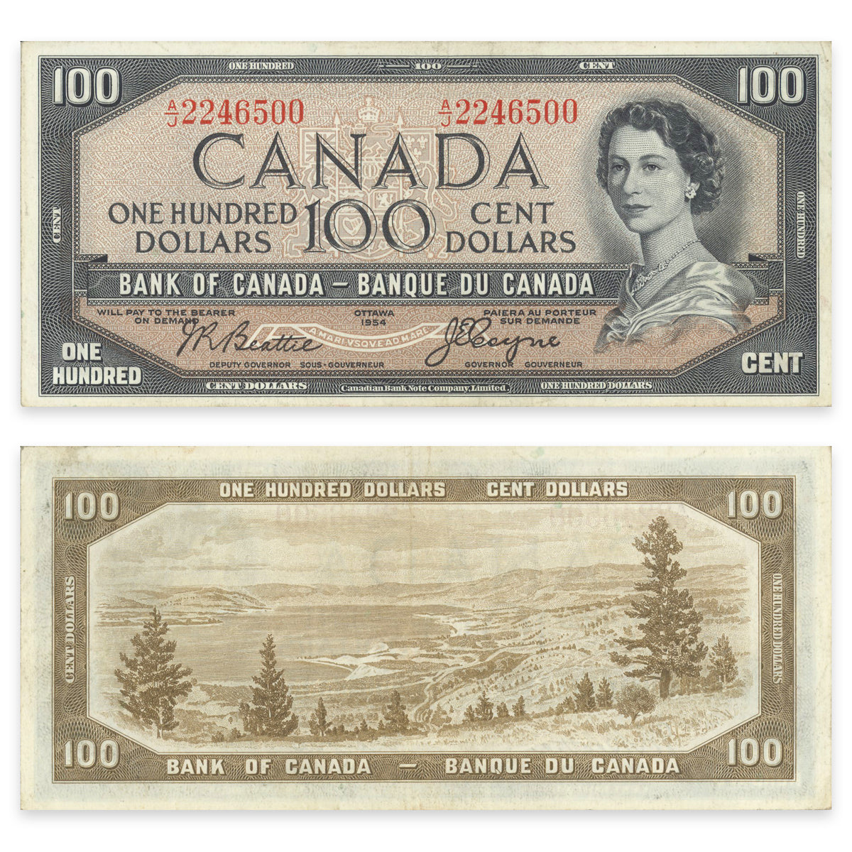 $100 1954 Devil's Face Series BC-53b Beattie-Coyne Prefix A/J VF-25