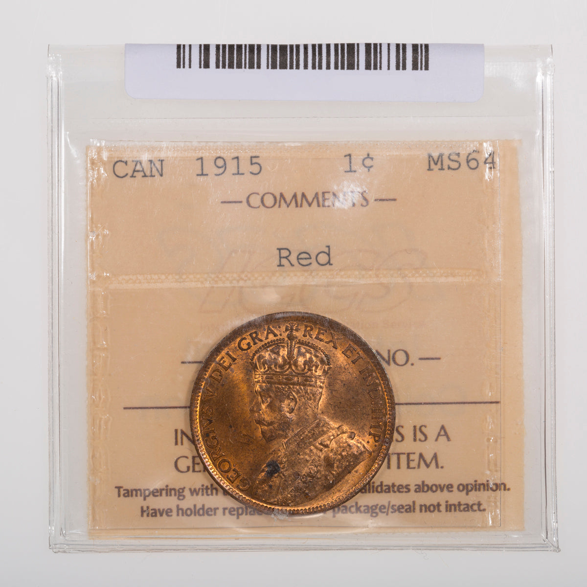 1 Cent 1915 ICCS MS-64 Red