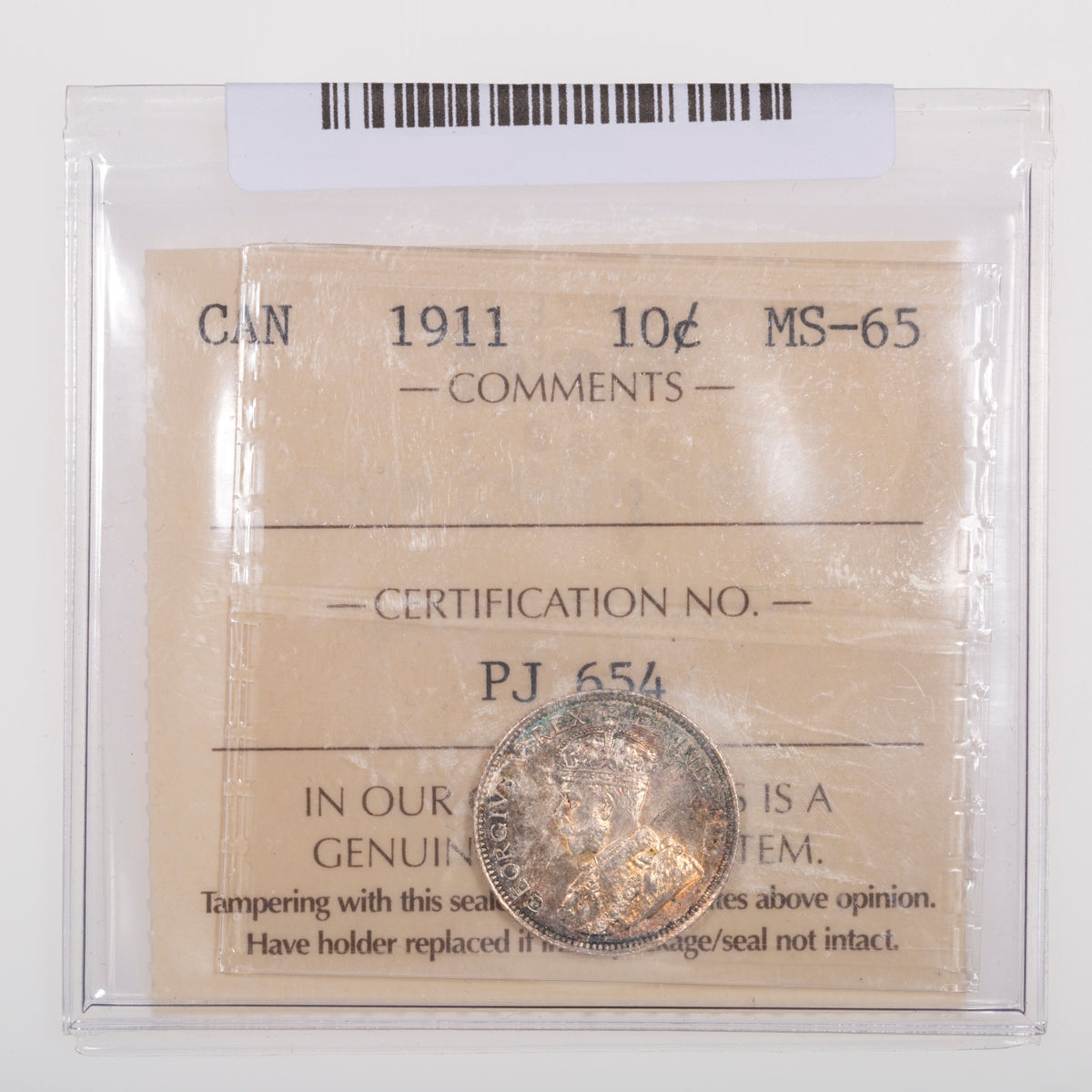 10 Cent 1911 ICCS MS-65