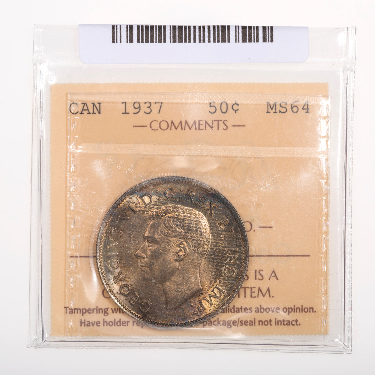 50 Cent 1937 ICCS MS-64