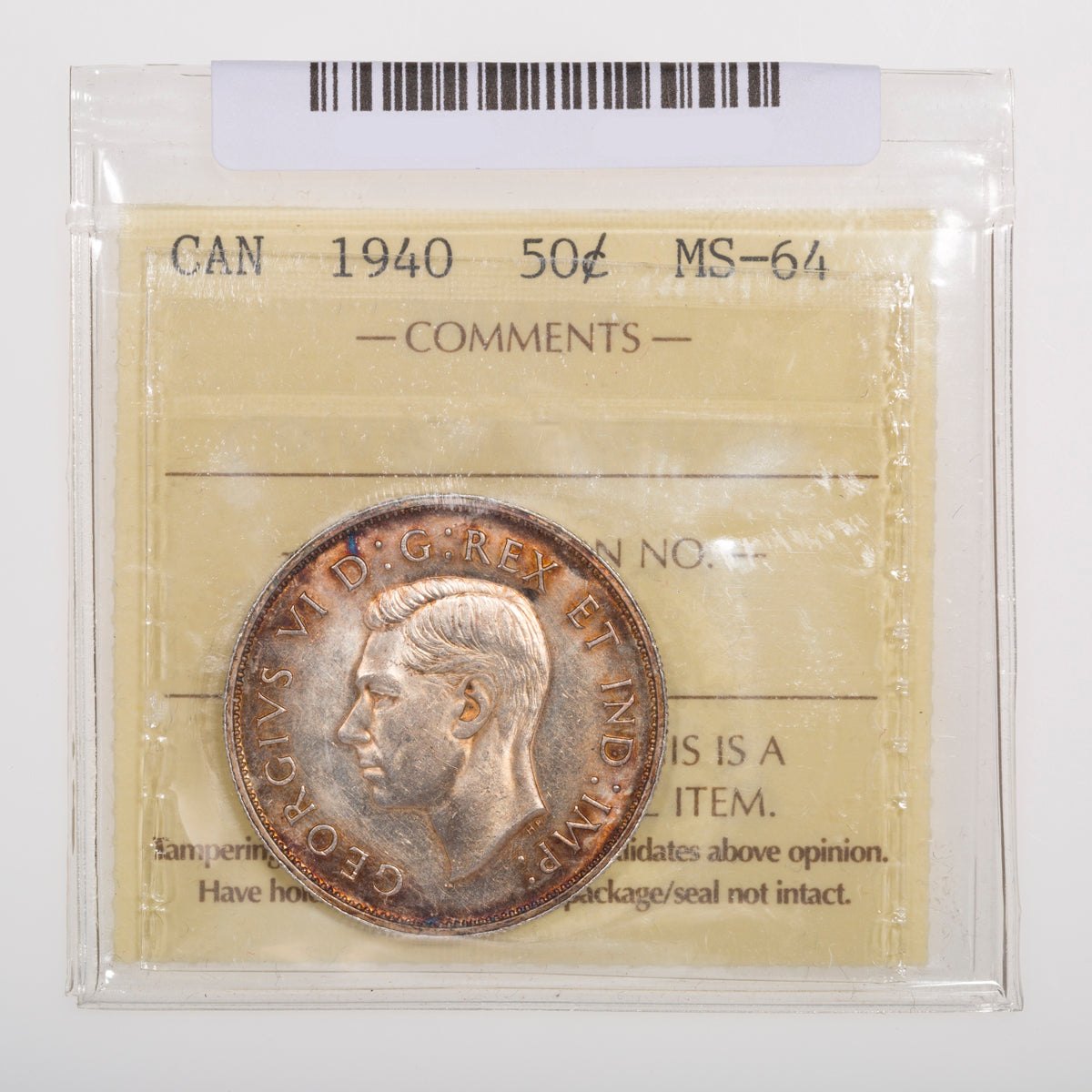 50 Cent 1940 ICCS MS-64