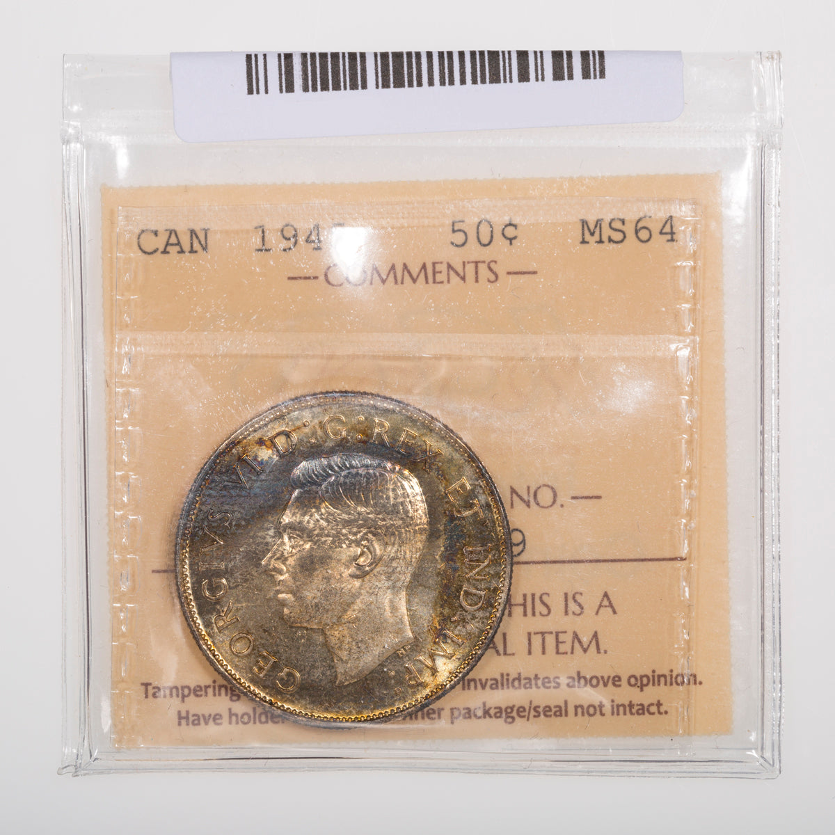 50 Cent 1945 ICCS MS-64