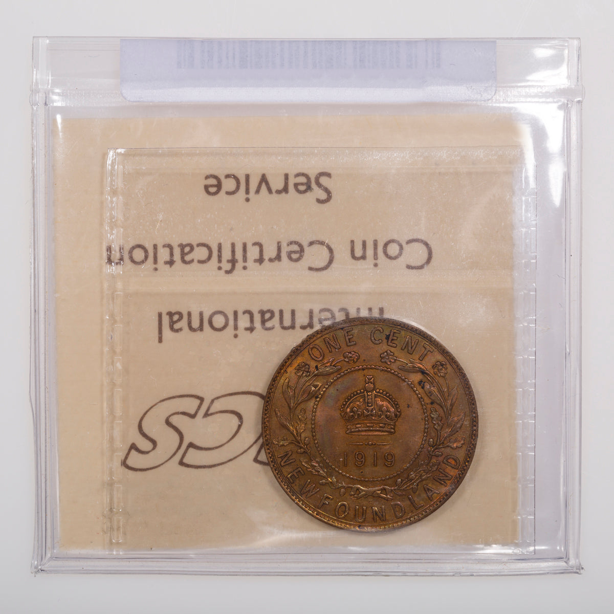 NFLD 1 Cent 1919C ICCS MS-64 Red