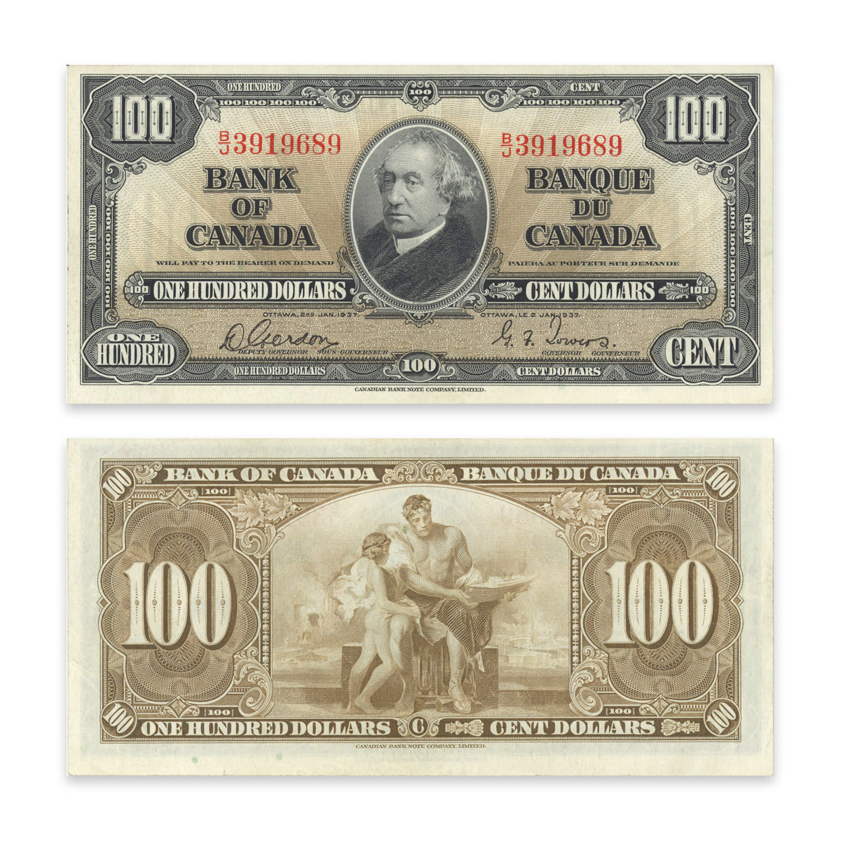 $100 1937 BC-27b Gordon-Towers Prefix B/J EF-40