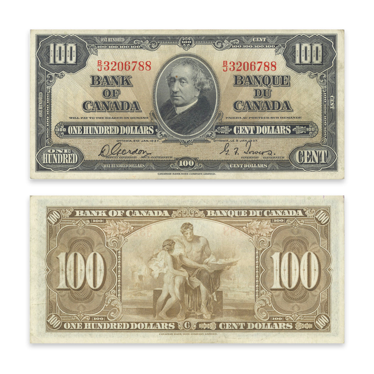 $100 1937 BC-27b Gordon-Towers Prefix B/J VF-35