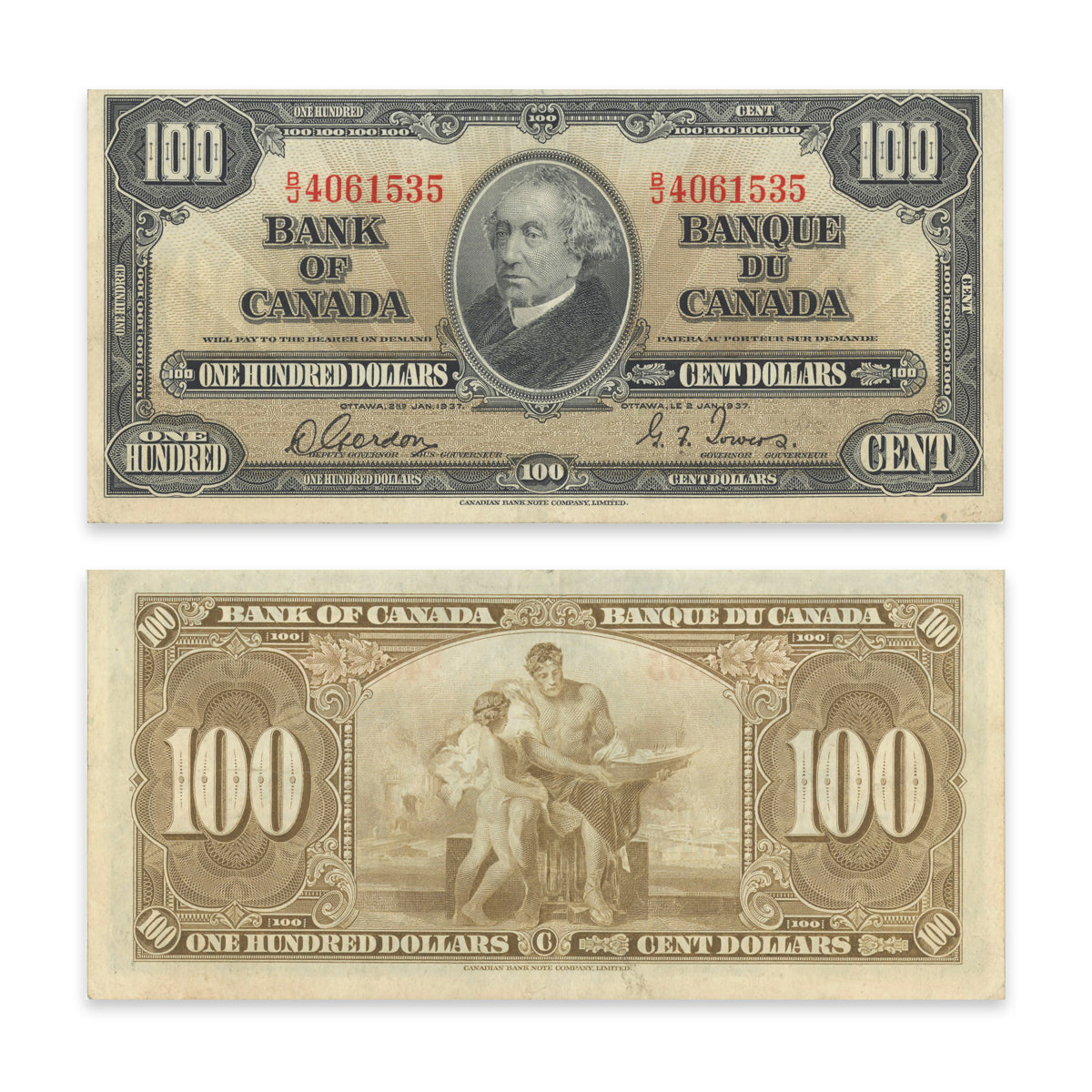 $100 1937 BC-27b Gordon-Towers Prefix B/J VF-35