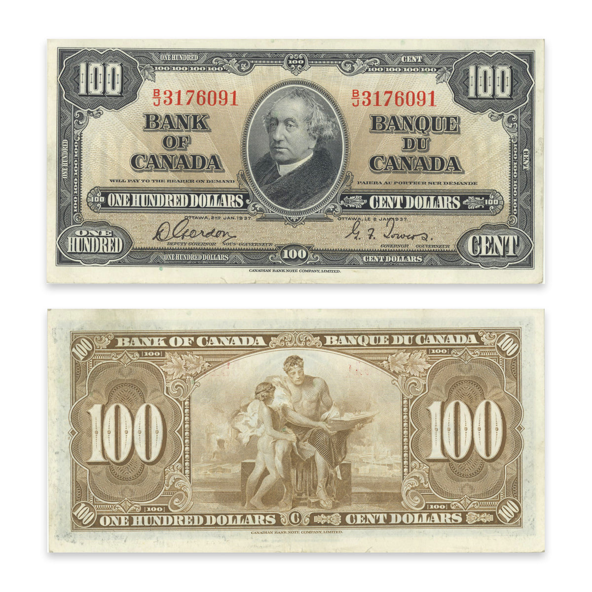 $100 1937 BC-27b Gordon-Towers Prefix B/J VF-30