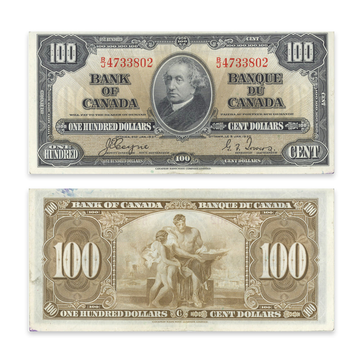 $100 1937 BC-27c Coyne-Towers Prefix B/J VF-30