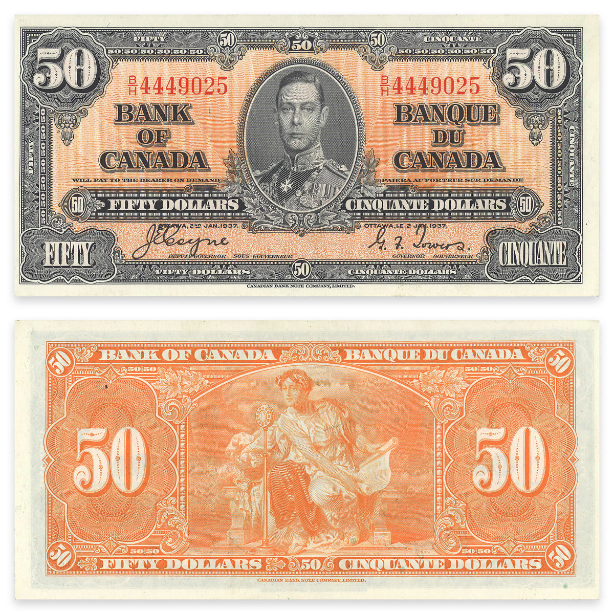 $50 1937 BC-26c Coyne-Towers Prefix B/H EF-45