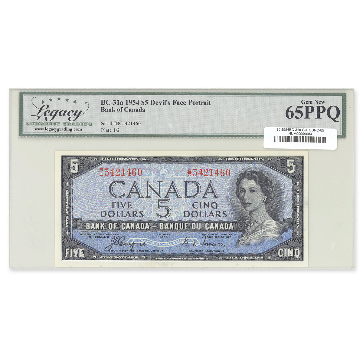 $5 1954 Devil's Face Series BC-31a Coyne-Towers Prefix B/C Legacy GUNC-65 PPQ