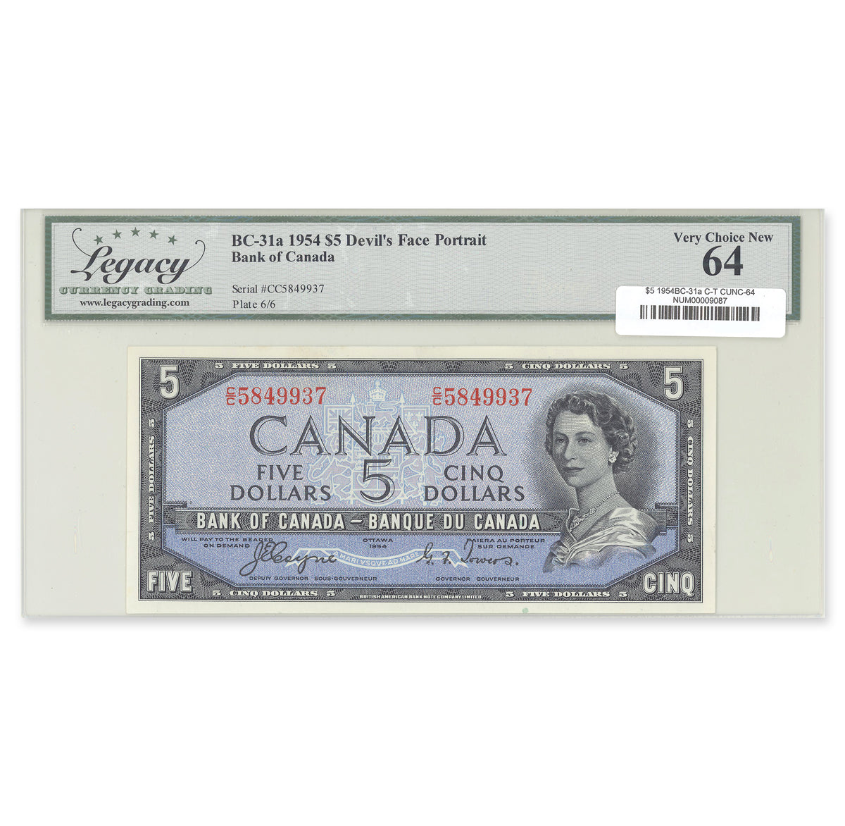 $5 1954 Devil's Face Series BC-31a Coyne-Towers Prefix C/C Legacy CUNC-64