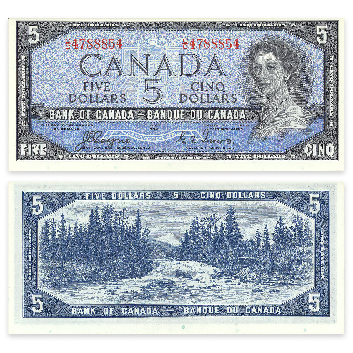 $5 1954 Devil's Face Series BC-31a Consecutive Coyne-Towers Prefix C/C CUNC-64