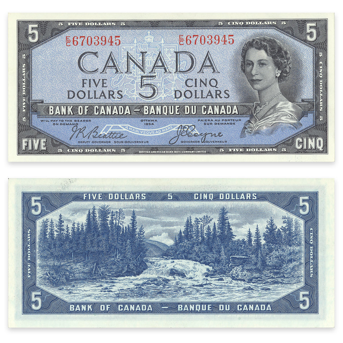 $5 1954 Devil's Face Series BC-31b Beattie-Coyne Prefix E/C CUNC-64