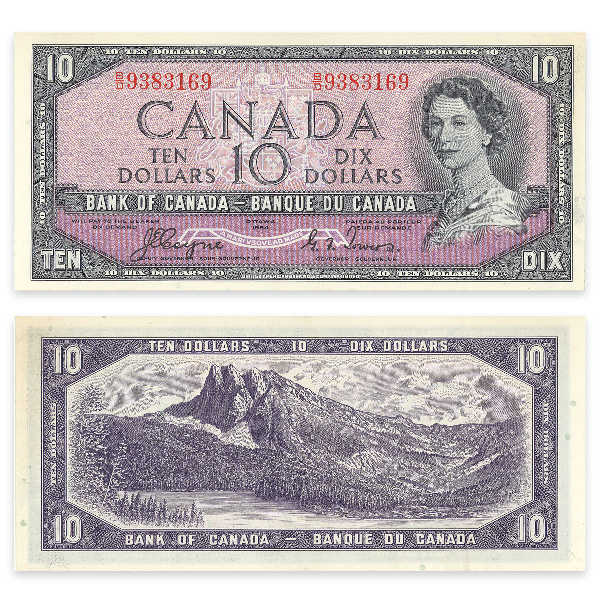 $10 1954 Devil's Face Series BC-32a Consecutive Coyne-Towers Prefix B/D CUNC-64