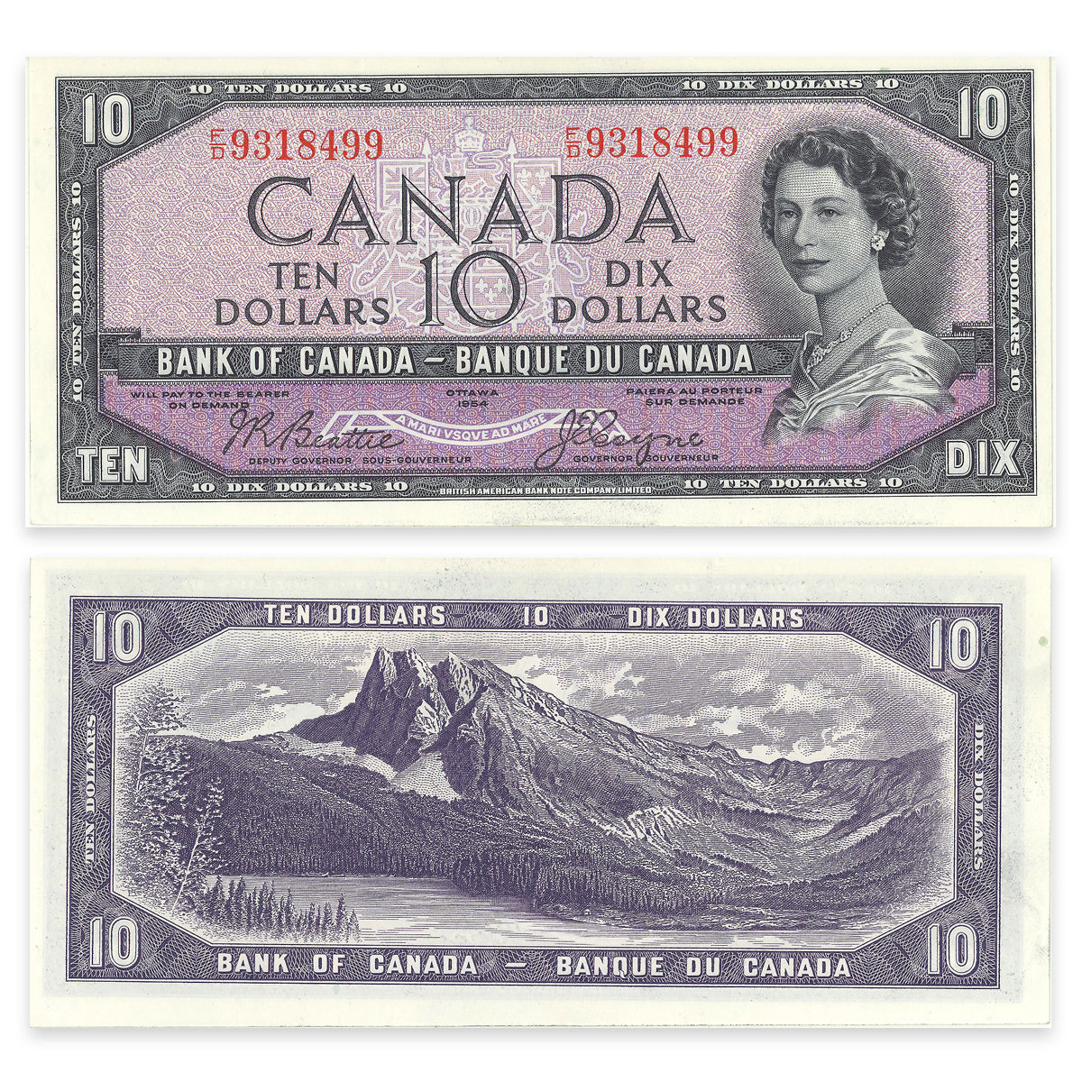 $10 1954 Devil's Face Series BC-32b Beattie-Coyne Prefix F/D EF-45