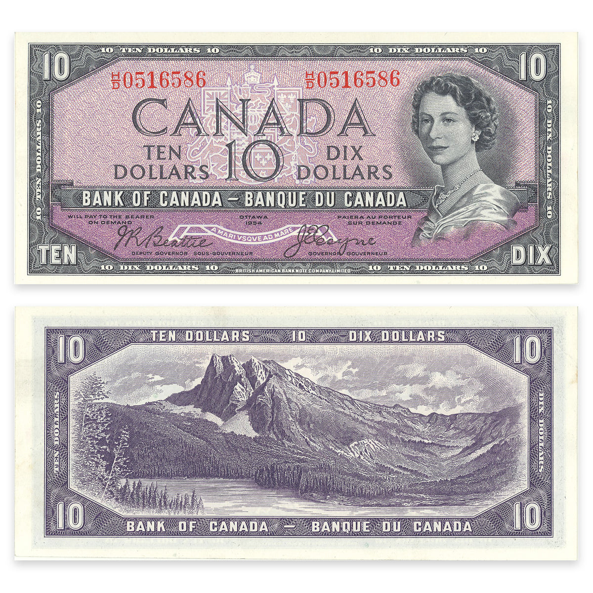 $10 1954 Devil's Face Series BC-32b Beattie-Coyne Prefix H/D EF-45