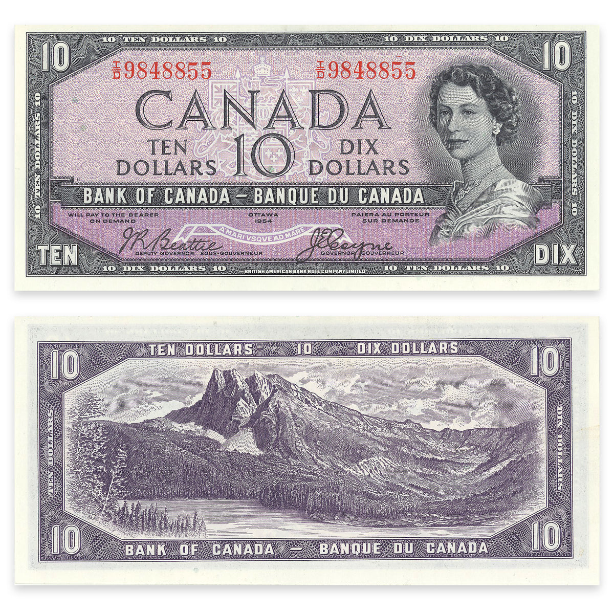 $10 1954 Devil's Face Series BC-32b Consecutive Beattie-Coyne Prefix I/D CUNC-64