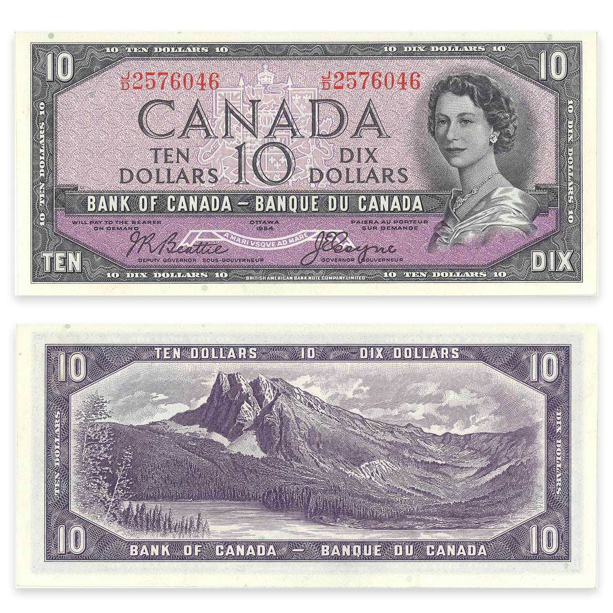 $10 1954 Devil's Face Series BC-32b Consecutive Beattie-Coyne Prefix J/D CUNC-64