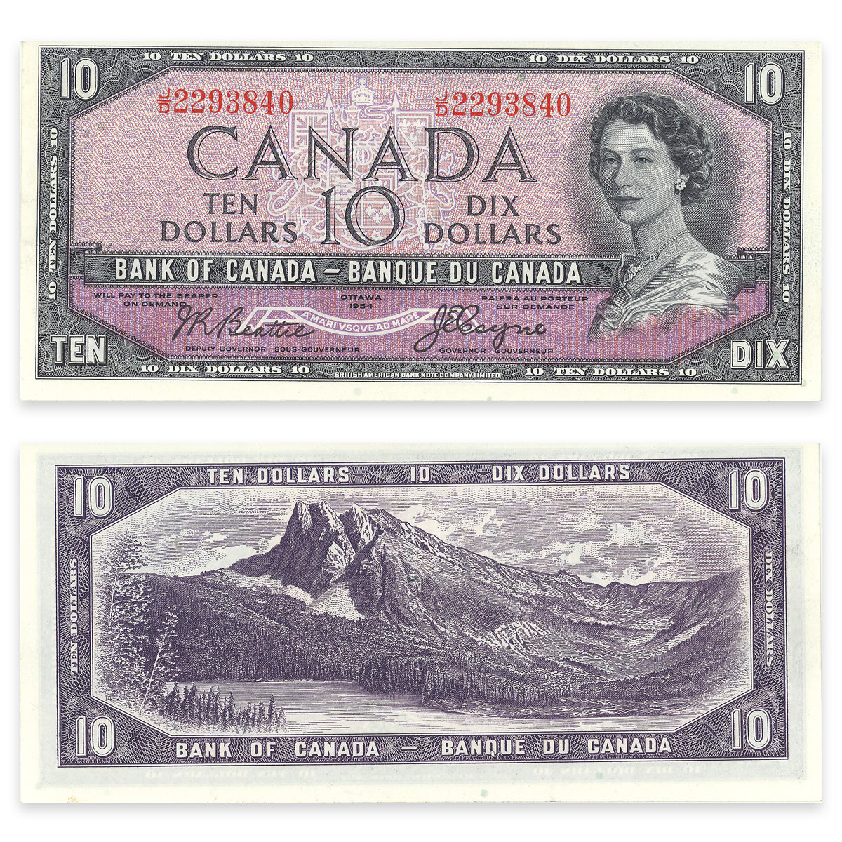 $10 1954 Devil's Face Series BC-32b Consecutive Beattie-Coyne Prefix J/D CUNC-63