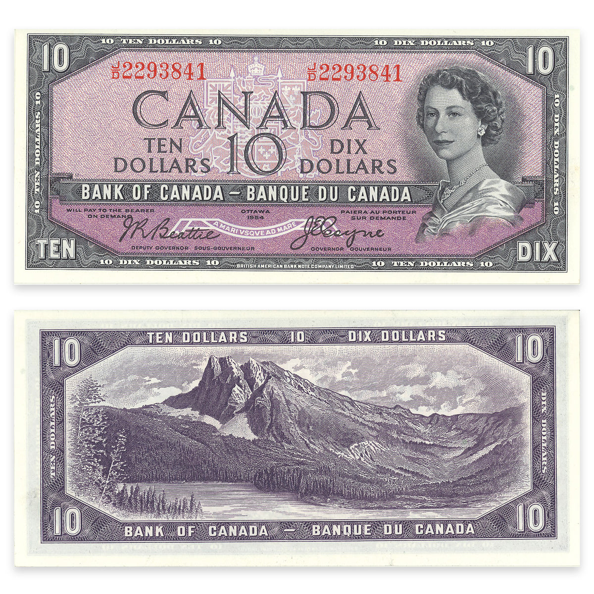 $10 1954 Devil's Face Series BC-32b Consecutive Beattie-Coyne Prefix J/D CUNC-63