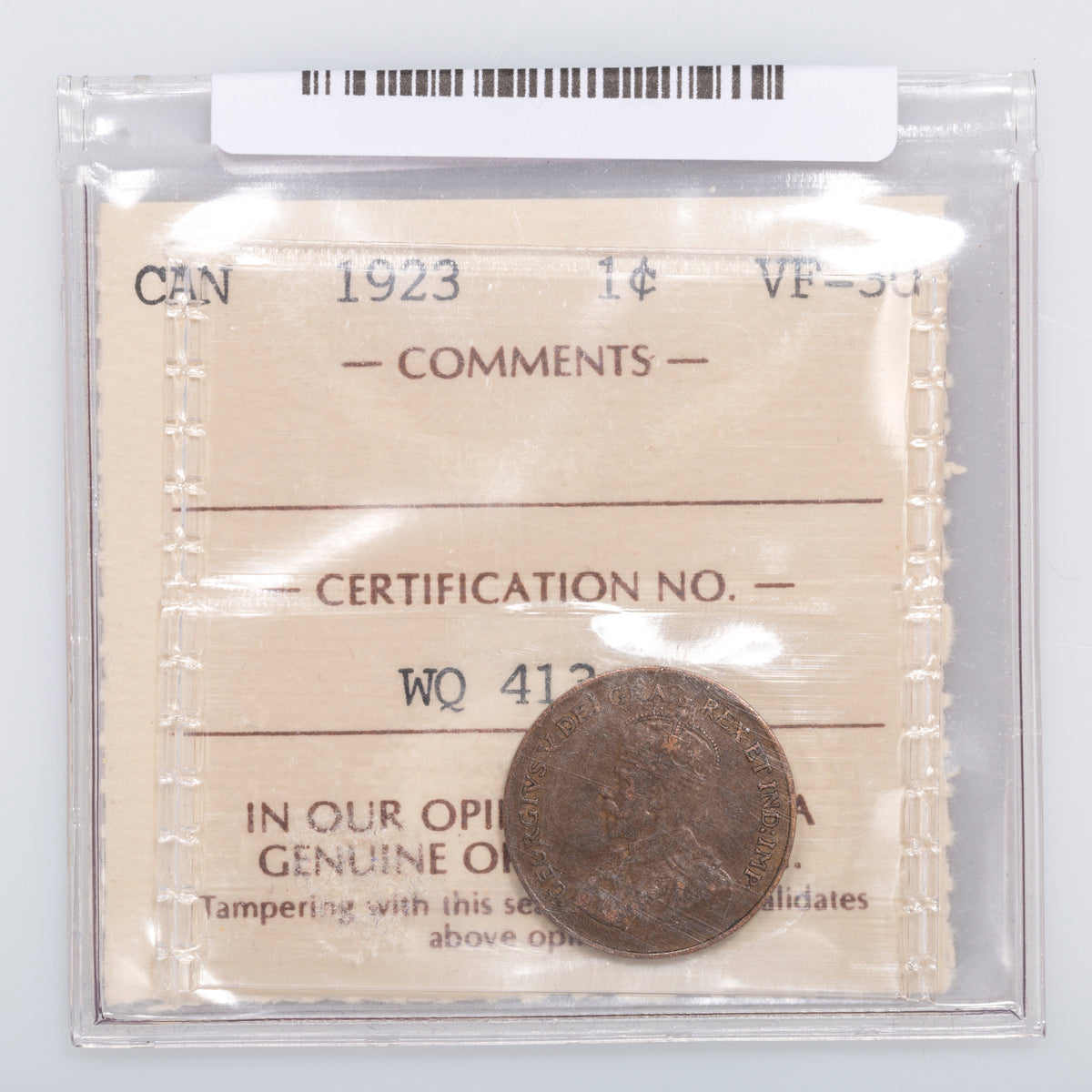 1 Cent 1923 ICCS VF-30