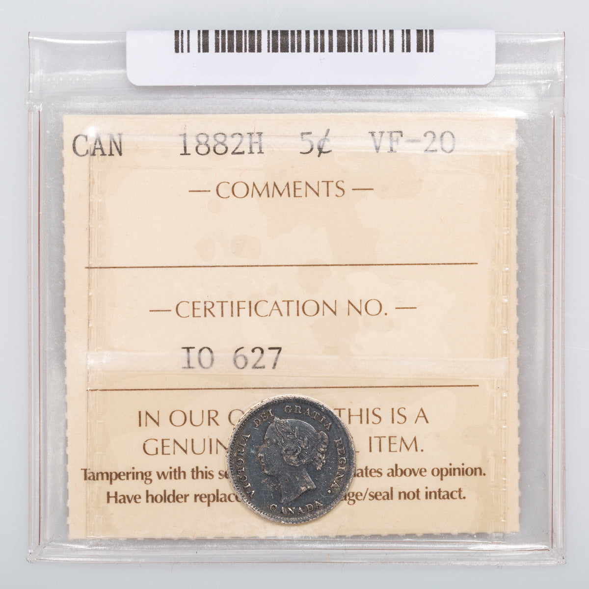 5 Cent 1882H ICCS VF-20
