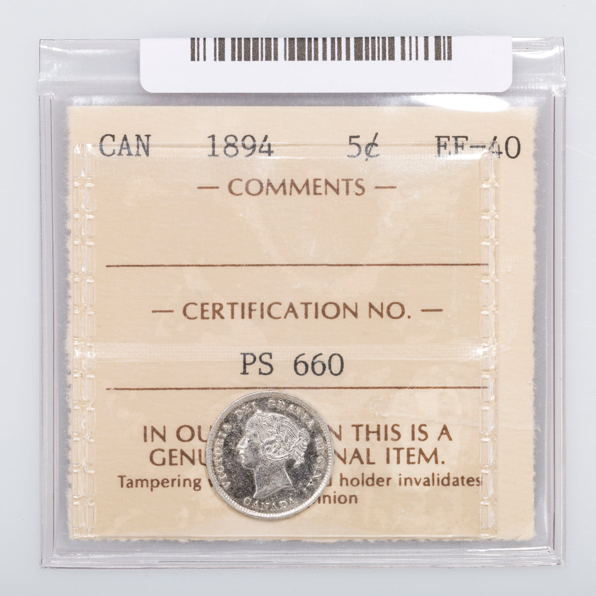 5 Cent 1894 ICCS EF-40