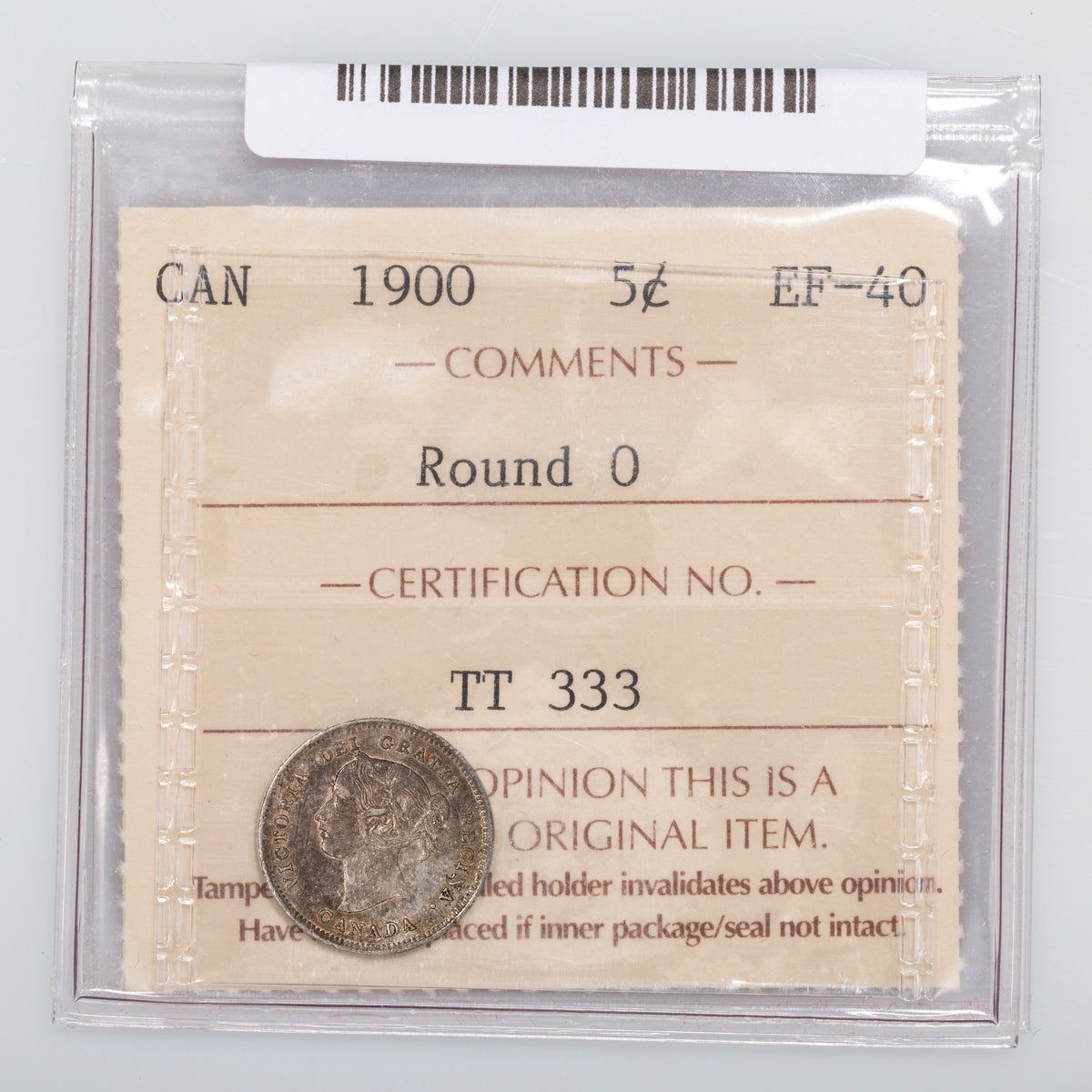 5 Cent 1900 Round 0 ICCS EF-40