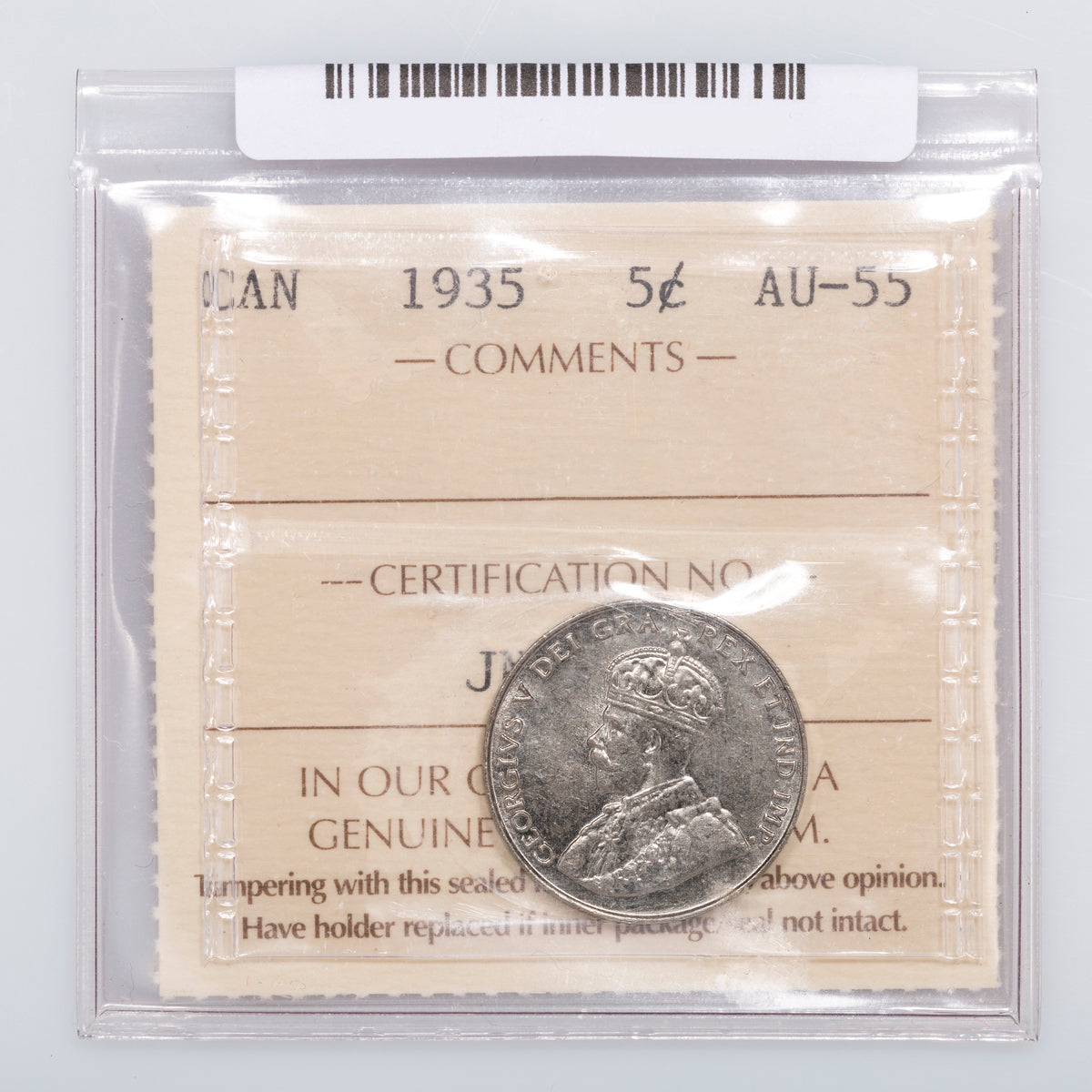 5 Cent 1935 ICCS AU-55