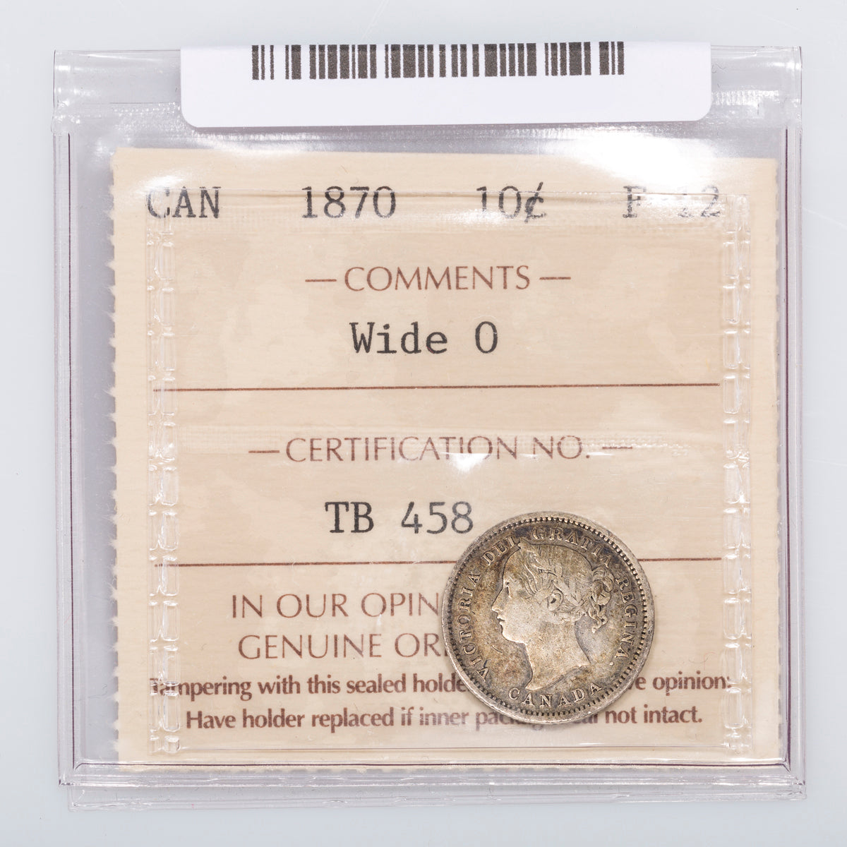 10 Cent 1870 Wide 0 ICCS F-12