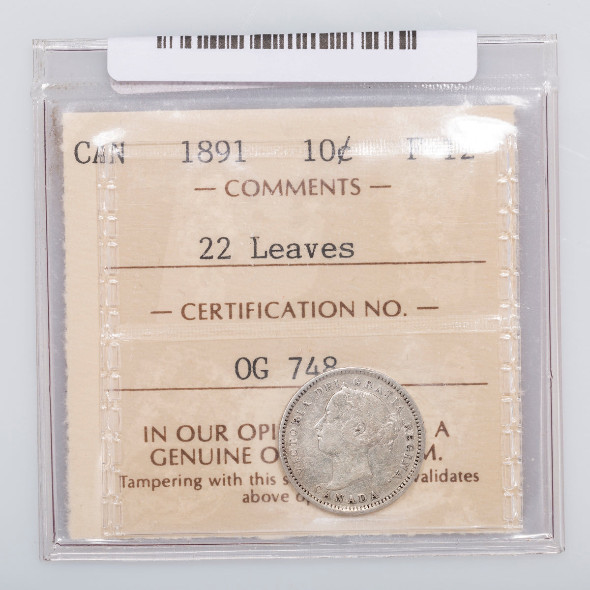 10 Cent 1891 22 Leaves ICCS F-12