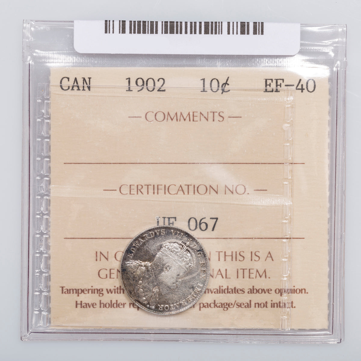 10 Cent 1902 ICCS EF-40