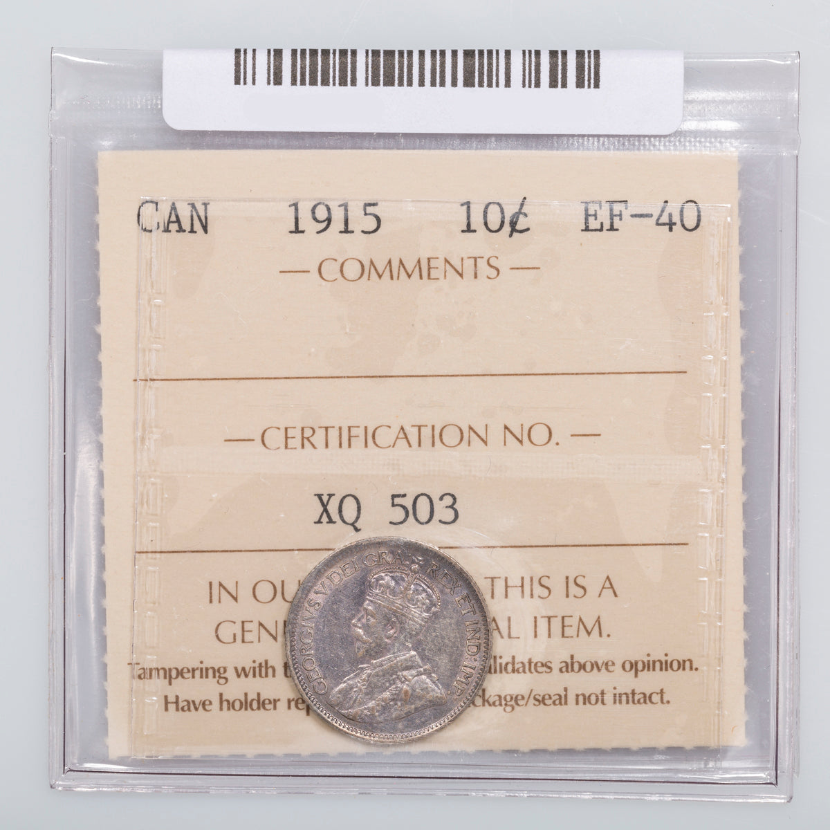 10 Cent 1915 ICCS EF-40