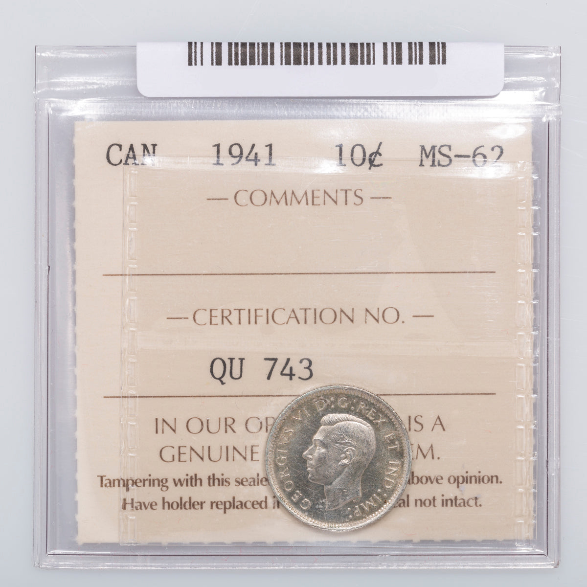 10 Cent 1941 ICCS MS-62