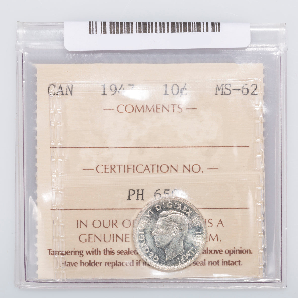 10 Cent 1947 ICCS MS-62