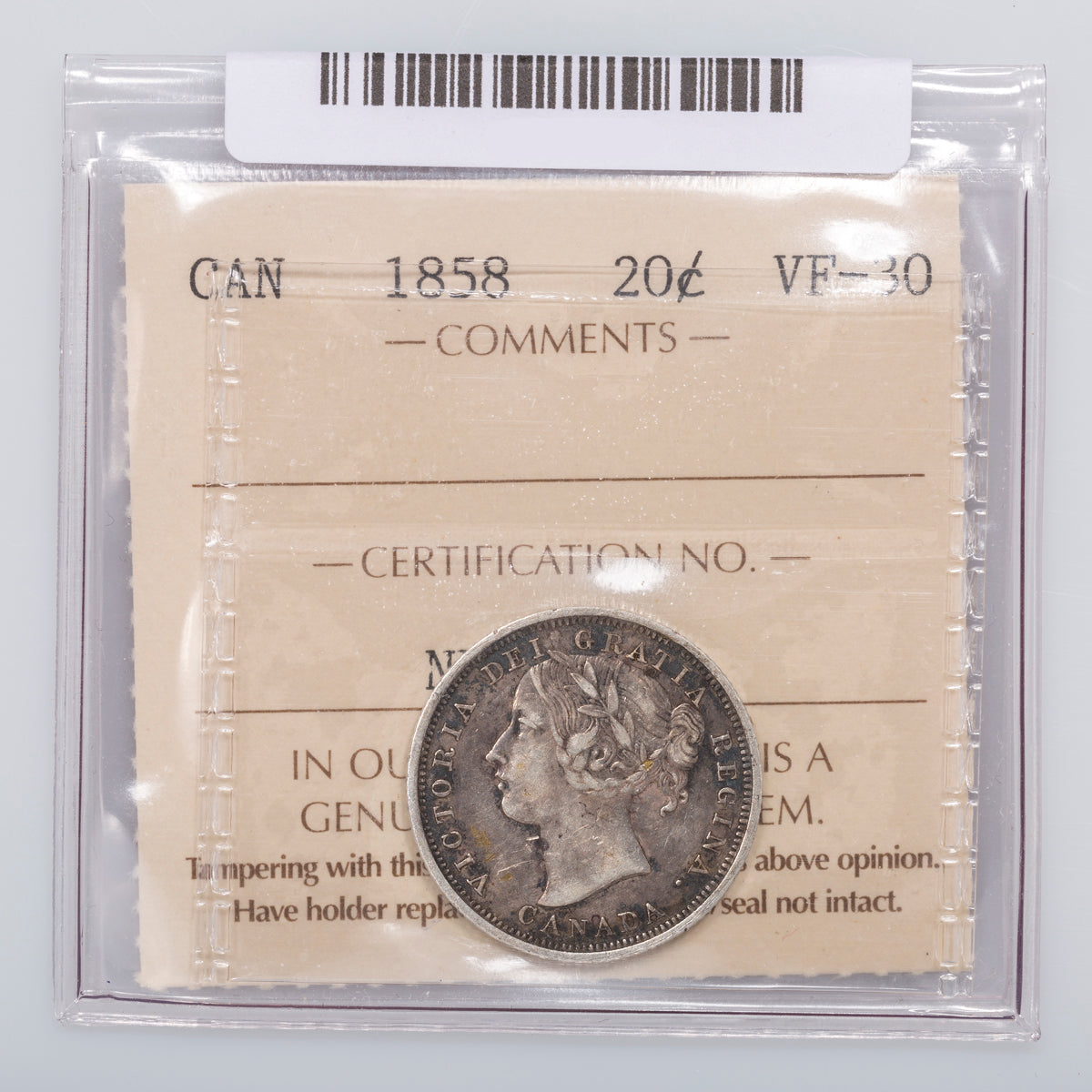 20 Cent 1858 ICCS VF-30