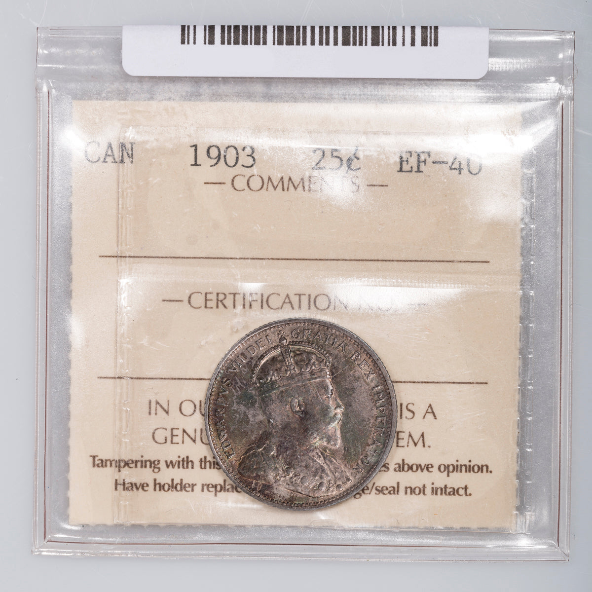 25 Cent 1903 ICCS EF-40