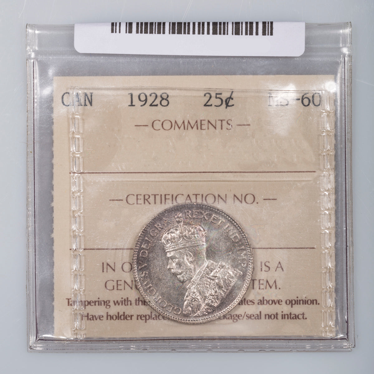 25 Cent 1928 ICCS MS-60