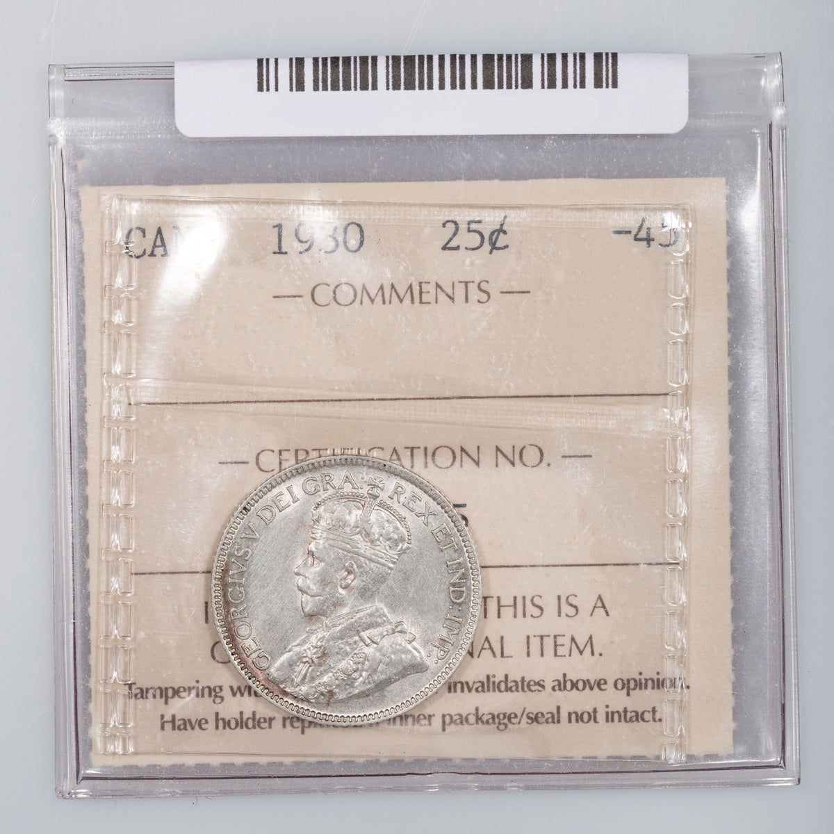 25 Cent 1930 ICCS EF-45