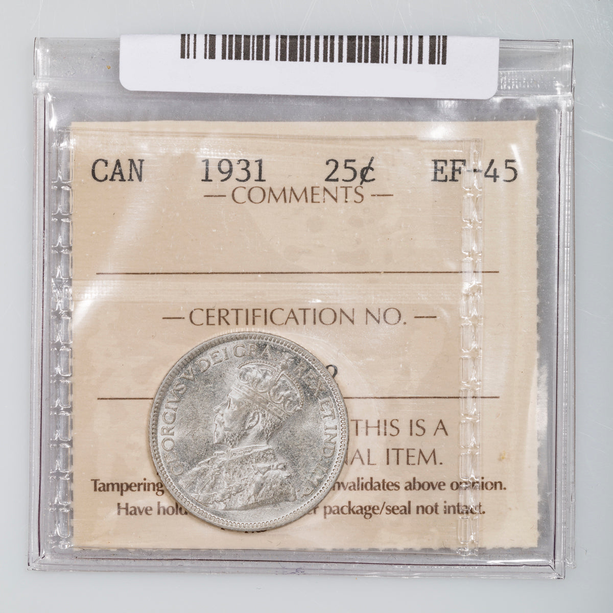25 Cent 1931 ICCS EF-45
