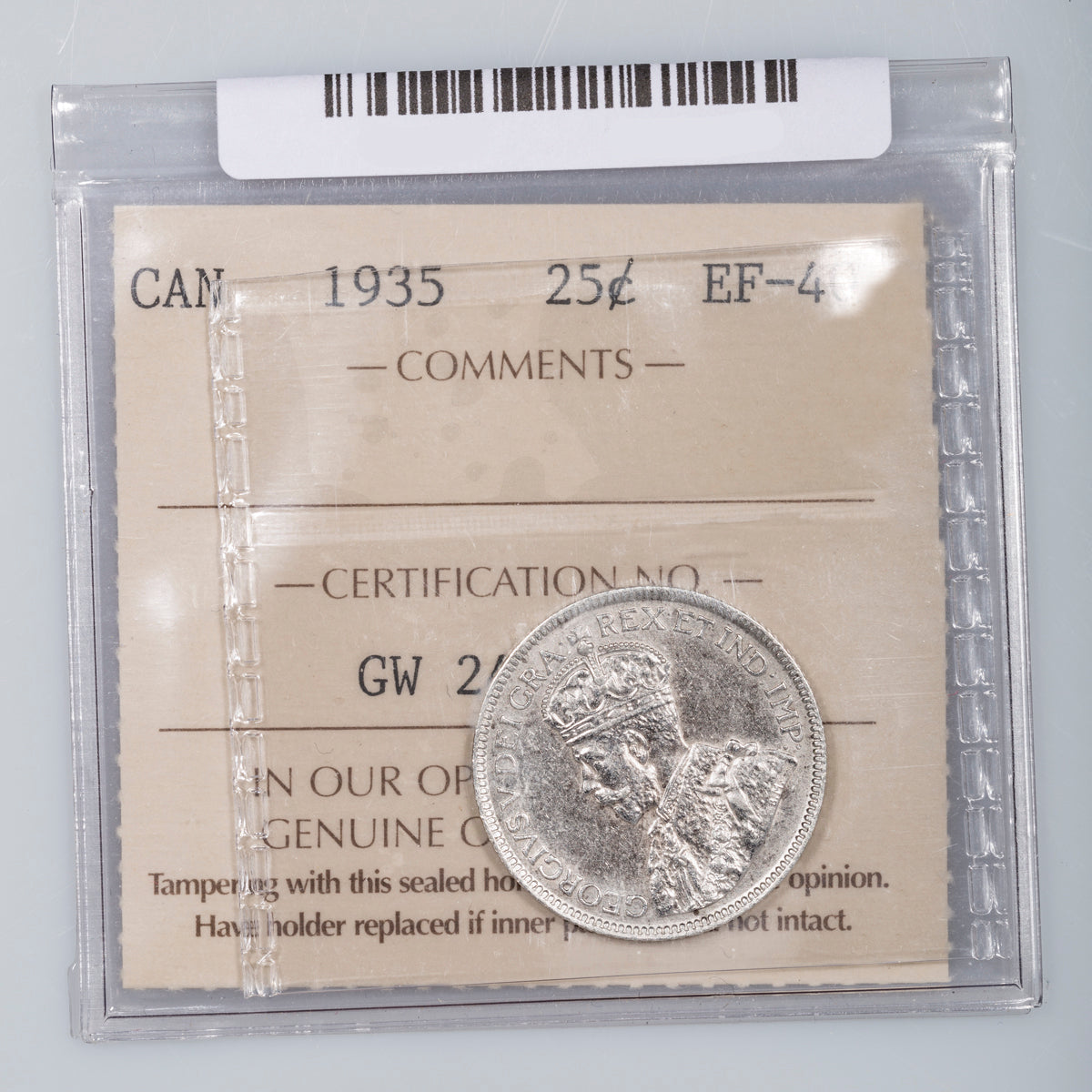 25 Cent 1935 ICCS EF-40