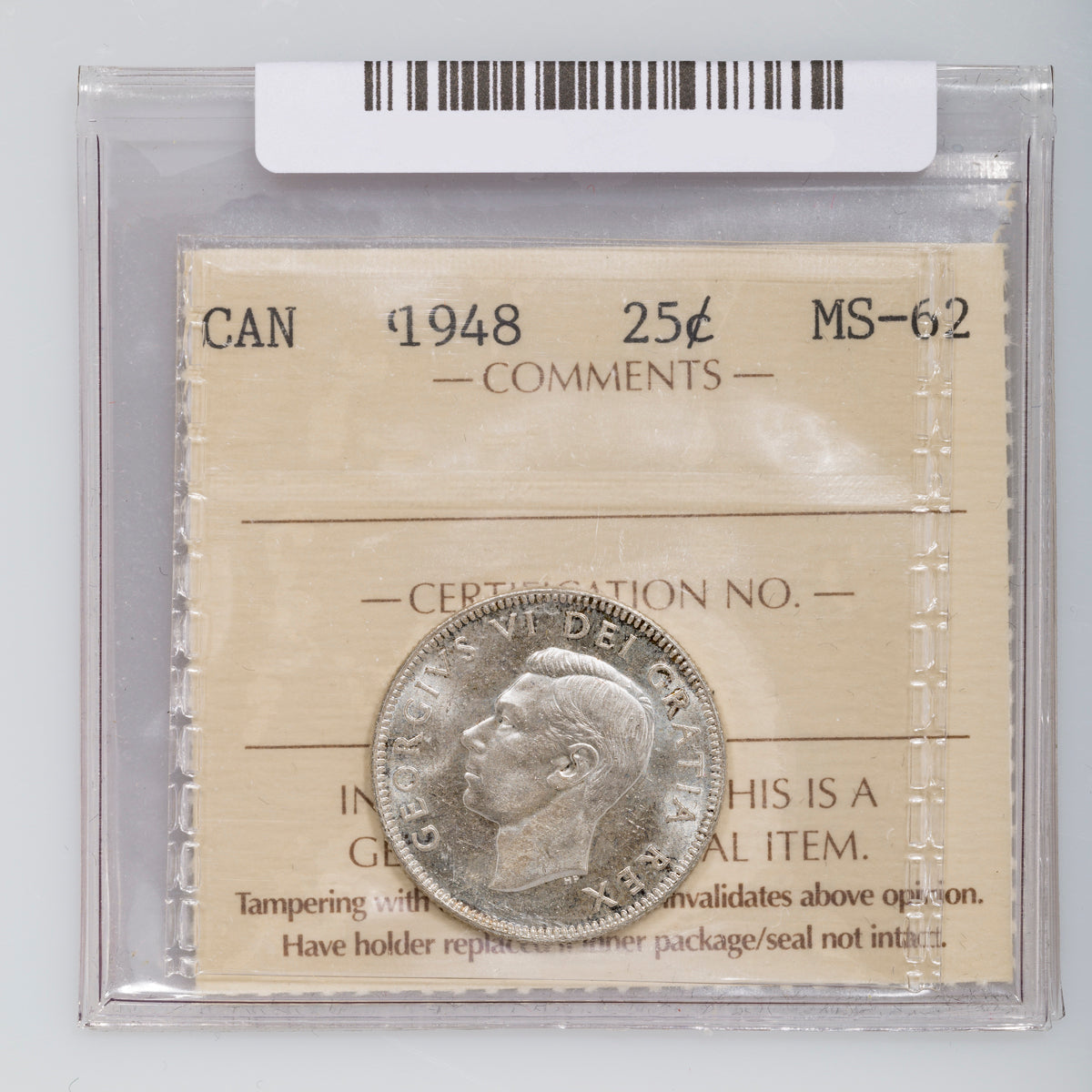 25 Cent 1948 ICCS MS-62