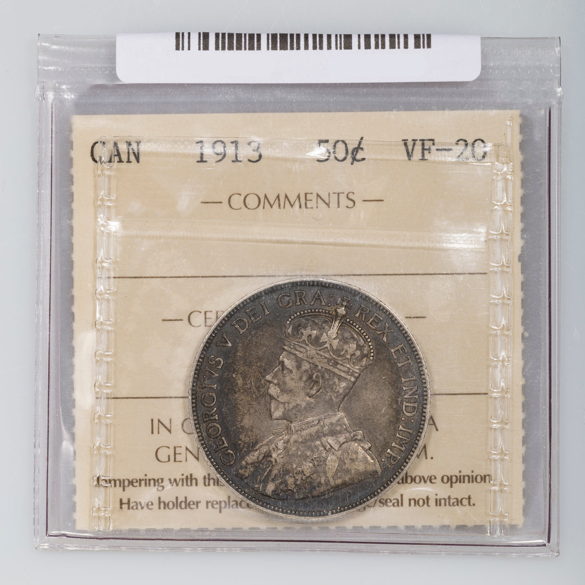 50 Cent 1913 ICCS VF-20