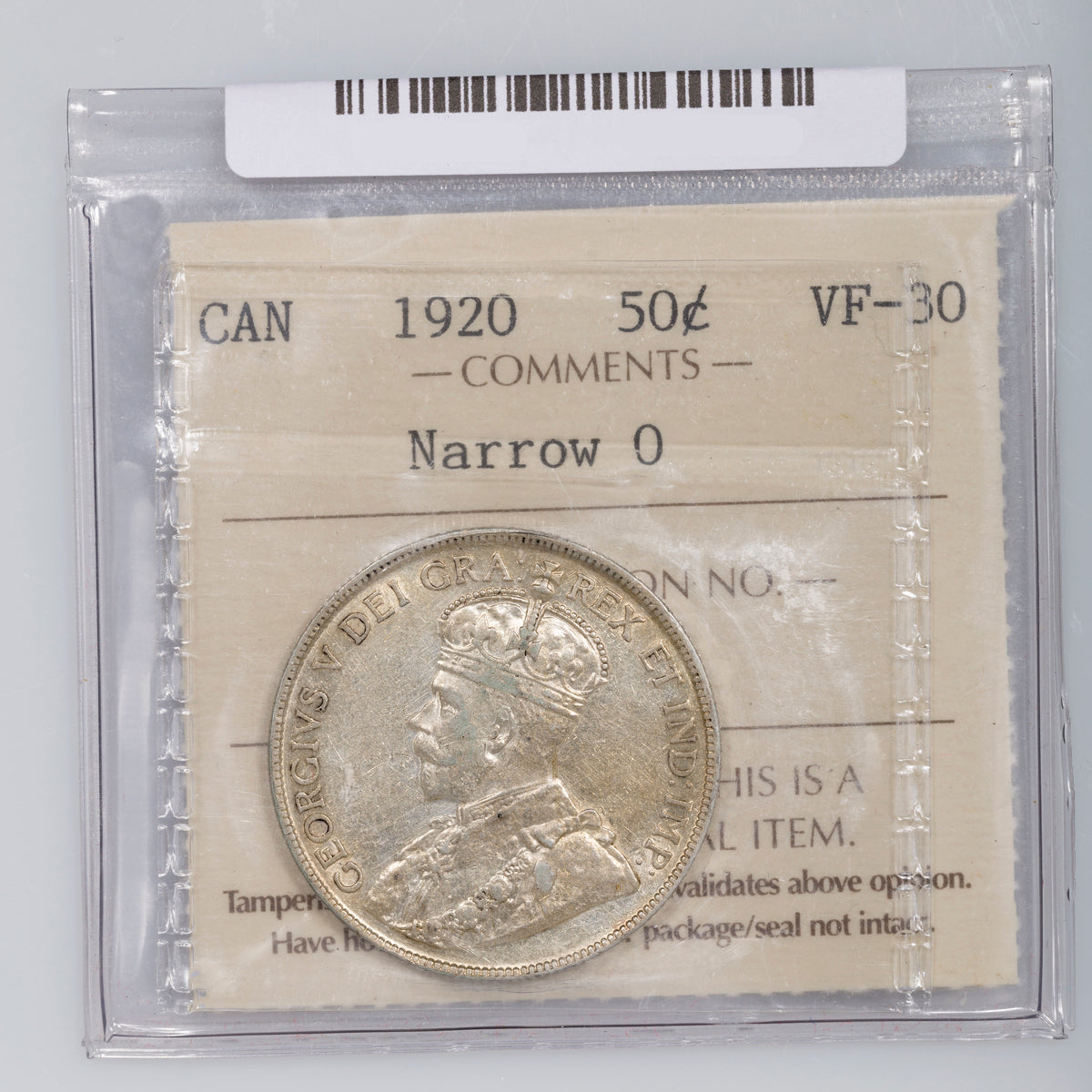 50 Cent 1920 ICCS VF-30