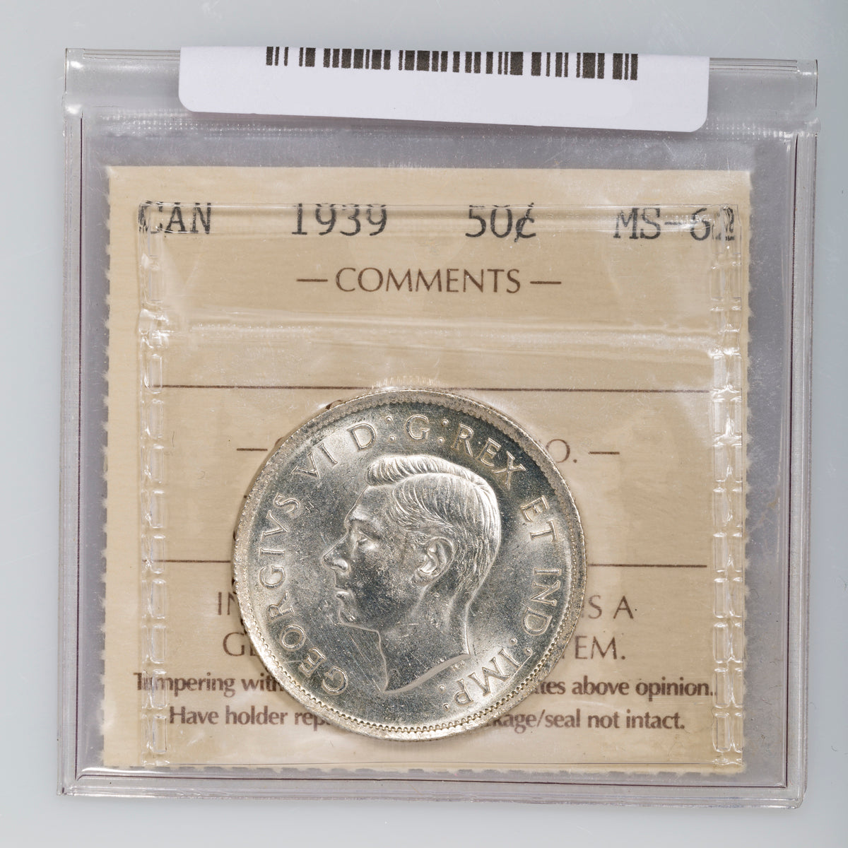50 Cent 1939 ICCS MS-62