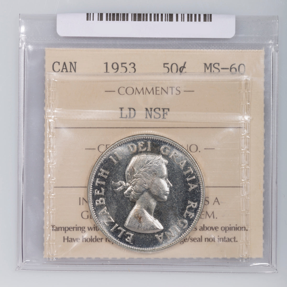 50 Cent 1953 LD NSF ICCS MS-60