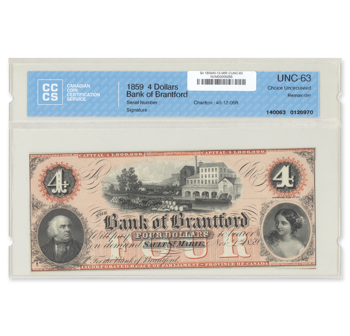 $4 1859 40-12-06R Bank of Brantford CCCS CUNC-63