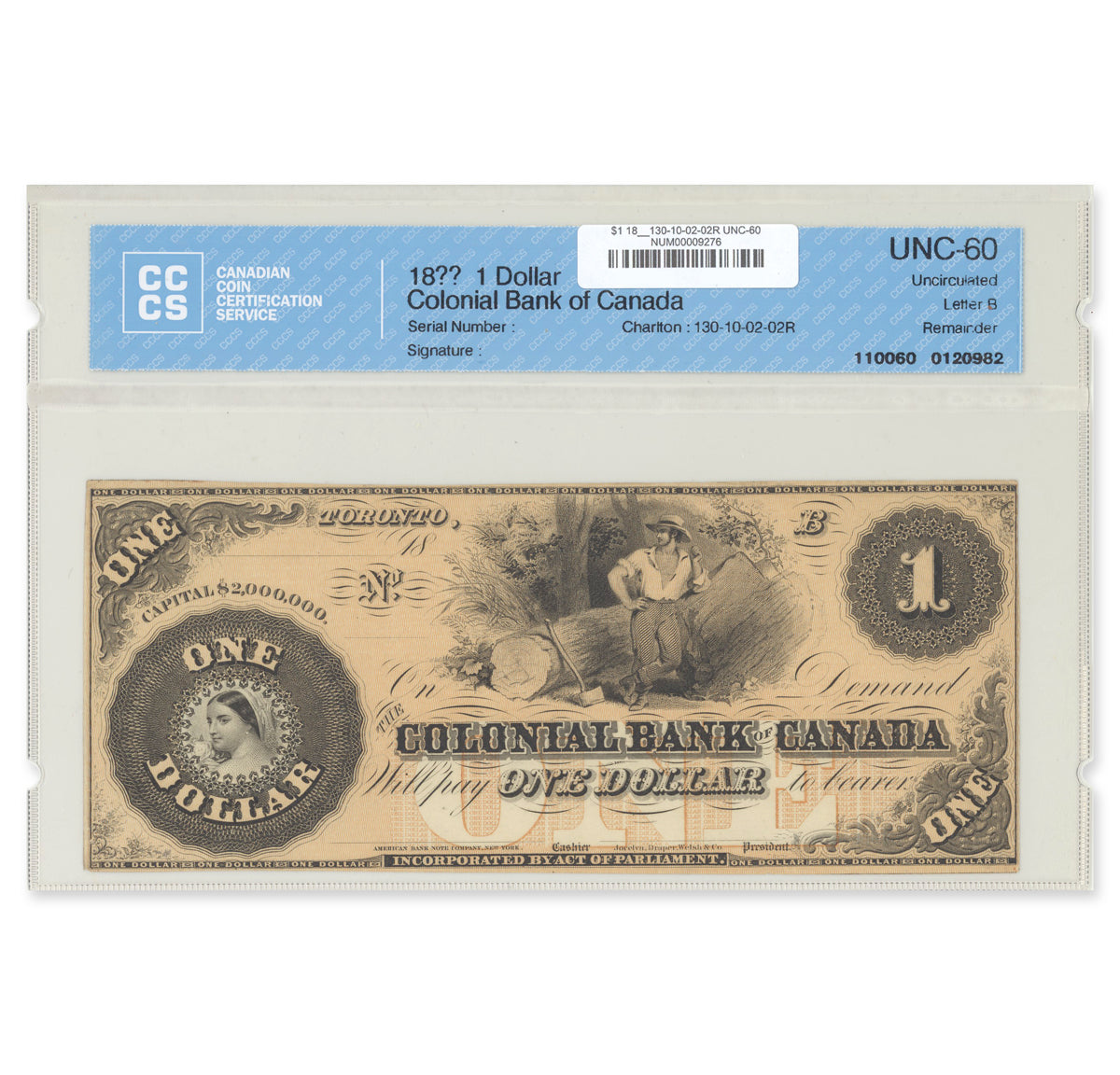 $1 18__ 130-10-02-02R Colonial Bank of Canada CCCS UNC-60